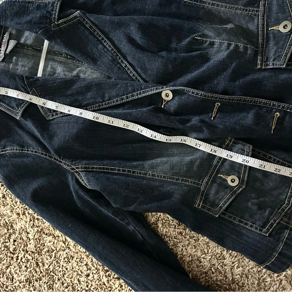 Style & Co Blue Jean Jacket with Blazer Design - Picture 3 of 4